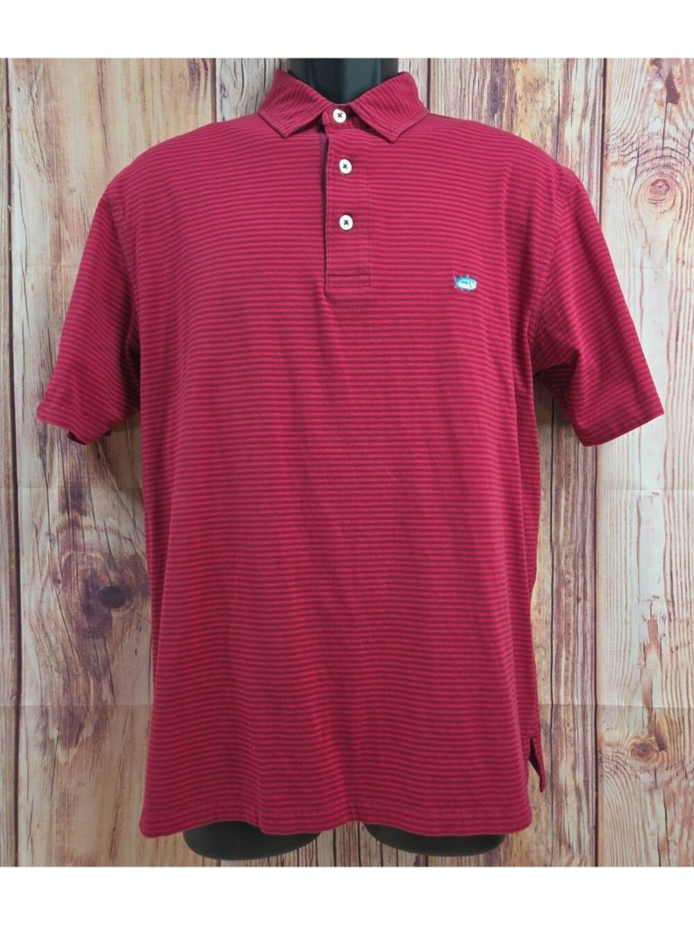 Southern Tide Mens Classic Fit Red Striped Polo Medium Pima Cotton